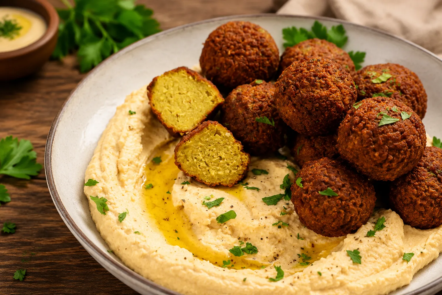 Falafel and hummus at The Syrian House in Calgary, AB