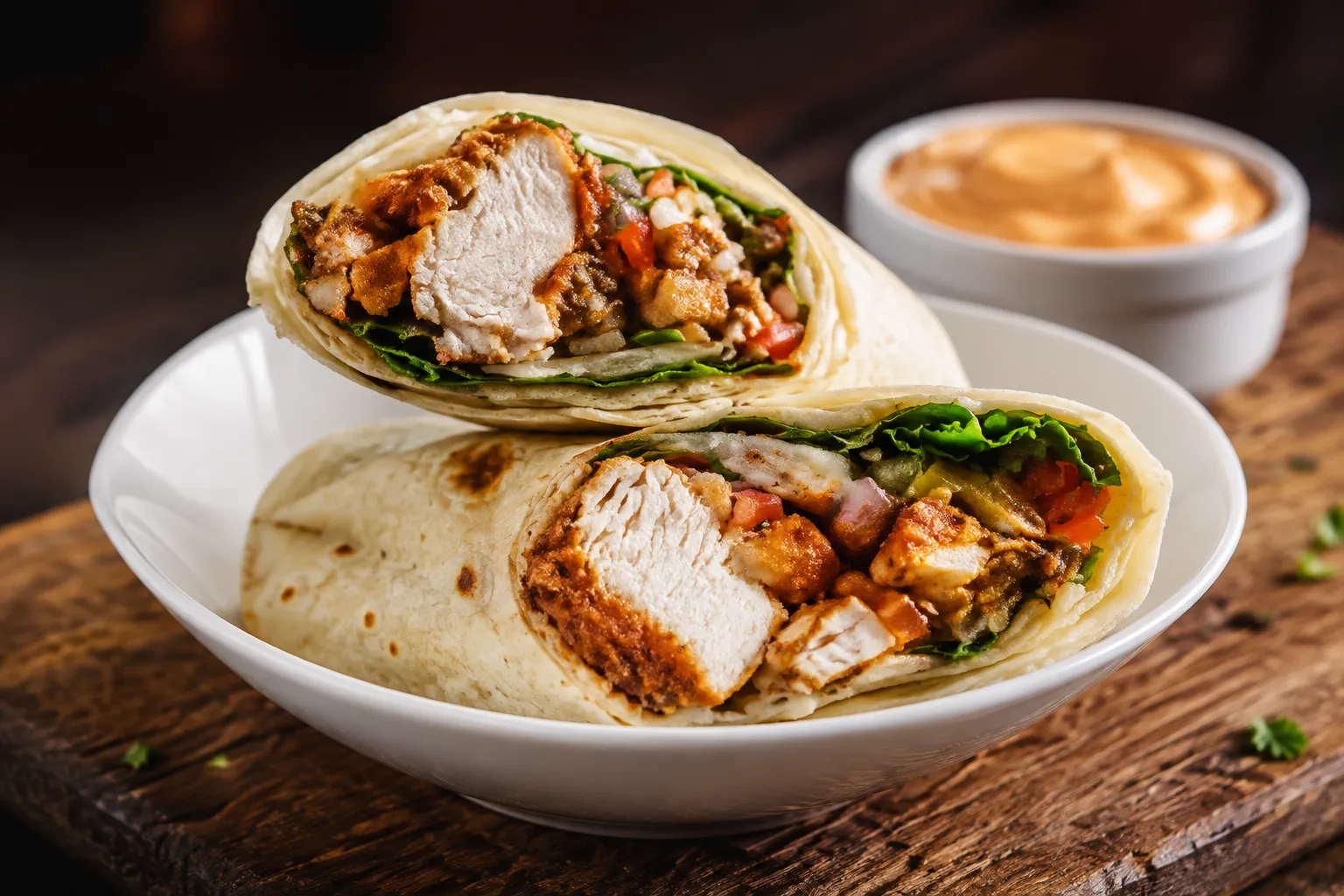 Shish Taouk Wrap with chargrilled chicken skewers at The Syrian House in Calgary, AB
